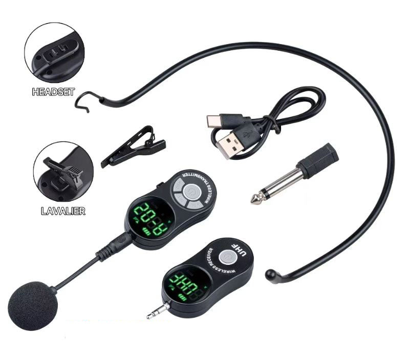 Microfono Wireless 2in1  ad archetto/Lavalier TTD-820 MIC046 a cravatta