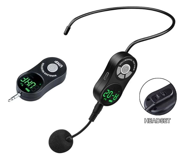 Microfono Wireless 2in1  ad archetto/Lavalier TTD-820 MIC046 a cravatta