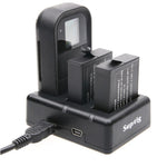 Caricabatterie doppio per batterie + caricatore per telecomando con cavo USB per GoPro HERO7 Black /6 /5 (AHDBT-501), batterie non incluse, Battery+Remote Control Charger