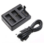 Caricabatterie doppio per batterie + caricatore per telecomando con cavo USB per GoPro HERO7 Black /6 /5 (AHDBT-501), batterie non incluse, Battery+Remote Control Charger