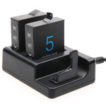 Caricabatterie doppio per batterie + caricatore per telecomando con cavo USB per GoPro HERO7 Black /6 /5 (AHDBT-501), batterie non incluse, Battery+Remote Control Charger