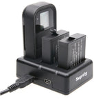 Caricabatterie doppio per batterie + caricatore per telecomando con cavo USB per GoPro HERO7 Black /6 /5 (AHDBT-501), batterie non incluse, Battery+Remote Control Charger