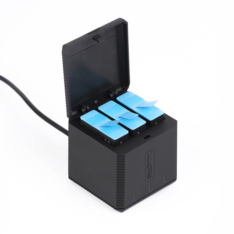 RUIGPRO Scatola caricabatteria tripla con alloggiamento per batterie USB con cavo e indicatore luminoso per GoPro HERO9 Black / HERO10 Black
