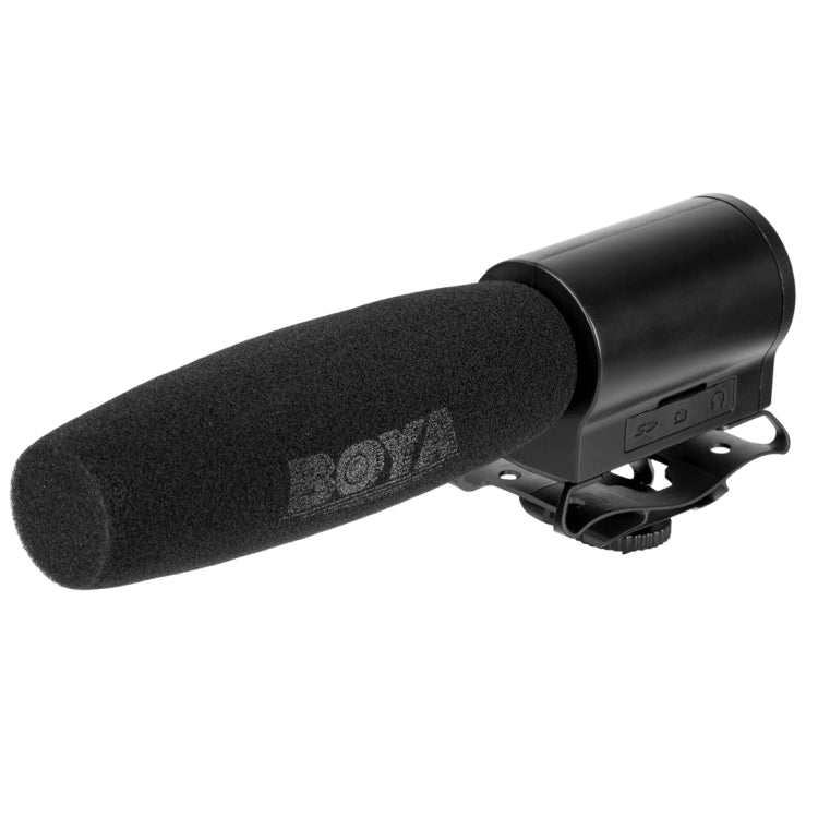 BOYA BY-DMR7 Microfono broadcast a condensatore per fucile con display LCD e registratore flash integrato per fotocamere DSLR e videocamere Canon / Nikon / Sony, BY-DMR7