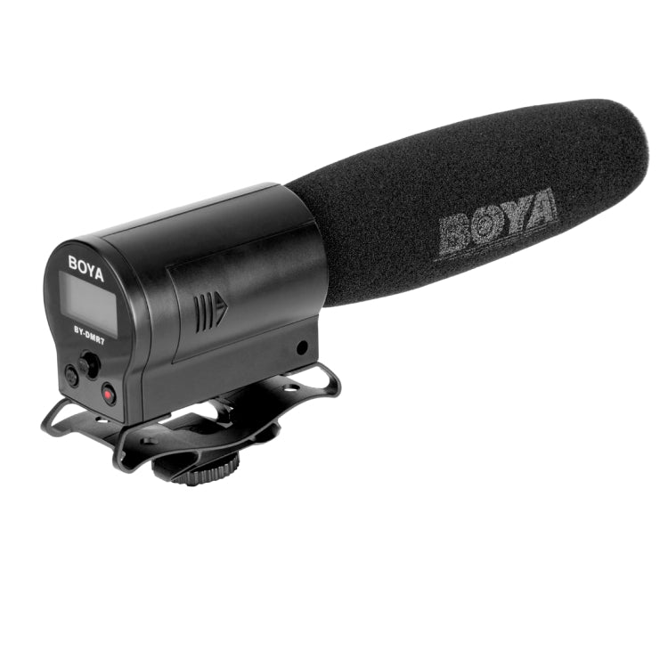 BOYA BY-DMR7 Microfono broadcast a condensatore per fucile con display LCD e registratore flash integrato per fotocamere DSLR e videocamere Canon / Nikon / Sony, BY-DMR7