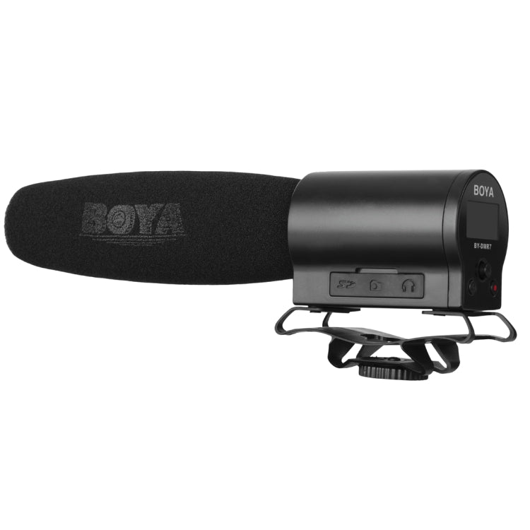 BOYA BY-DMR7 Microfono broadcast a condensatore per fucile con display LCD e registratore flash integrato per fotocamere DSLR e videocamere Canon / Nikon / Sony, BY-DMR7