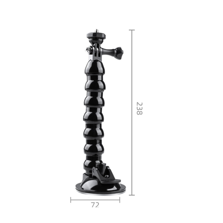 Supporto con morsetto flessibile a ganasce a ventosa estesa con morsetto per telefono con scarpa fredda, Extended Suction Cup Mount with Cold Shoe Phone Clamp