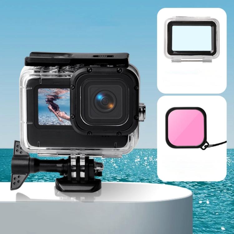 Custodia impermeabile + cover posteriore touch + filtro obiettivo colorato per GoPro HERO10 Black / HERO9 Black, Case + Touch Cover + Pink Filter for GoPro9, Case + Touch Cover + Purple Filter for GoPro9, Case + Touch Cover + Red Filter for GoPro9
