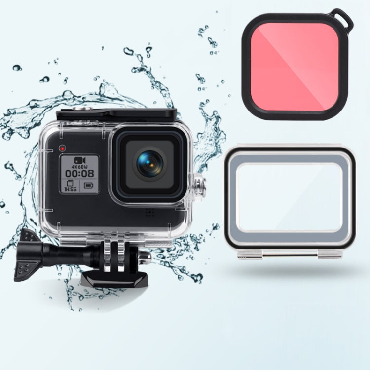 Custodia impermeabile da 45 m + cover posteriore touch + filtro per lenti colorate per GoPro HERO8 Black, Case + Touch Cover + Pink Filter for GoPro8, Case + Touch Cover + Purple Filter for GoPro8, Case + Touch Cover + Red Filter for GoPro8