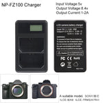 Caricabatteria con display LCD digitale a doppio canale con porta USB per batteria Sony NP-FZ100, compatibile con Sony A9 (ILCE-9), Dual NP-FZ100 Battery
