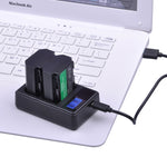 Caricabatteria con display LCD digitale a doppio canale con porta USB per batteria Sony NP-FZ100, compatibile con Sony A9 (ILCE-9), Dual NP-FZ100 Battery