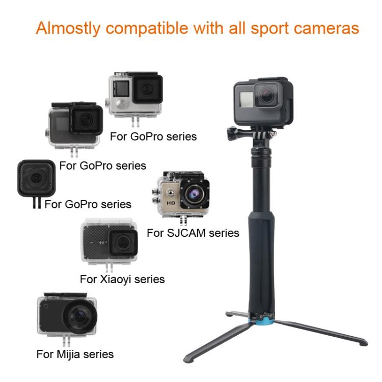 Supporto per treppiede portatile pieghevole Selfie Monopod Stick per GoPro Hero11 Black / HERO10 Black / HERO9 Black /HERO8 / HERO7 /6 /5 /5 Session /4 Session /4 /3+ /3 /2 /1, Insta360 ONE R, DJI Osmo Actione altre action camera, lunghezza: 23,5-81 cm...