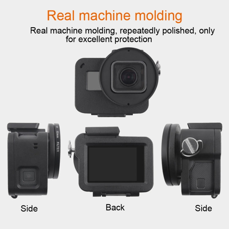 Guscio dell'alloggiamento Gabbia protettiva in lega di alluminio CNC con telaio assicurativo e lente UV da 52 mm per GoPro HERO7 Black /6 /5, 52mm UV Black, 52mm UV Blue, 52mm UV Red