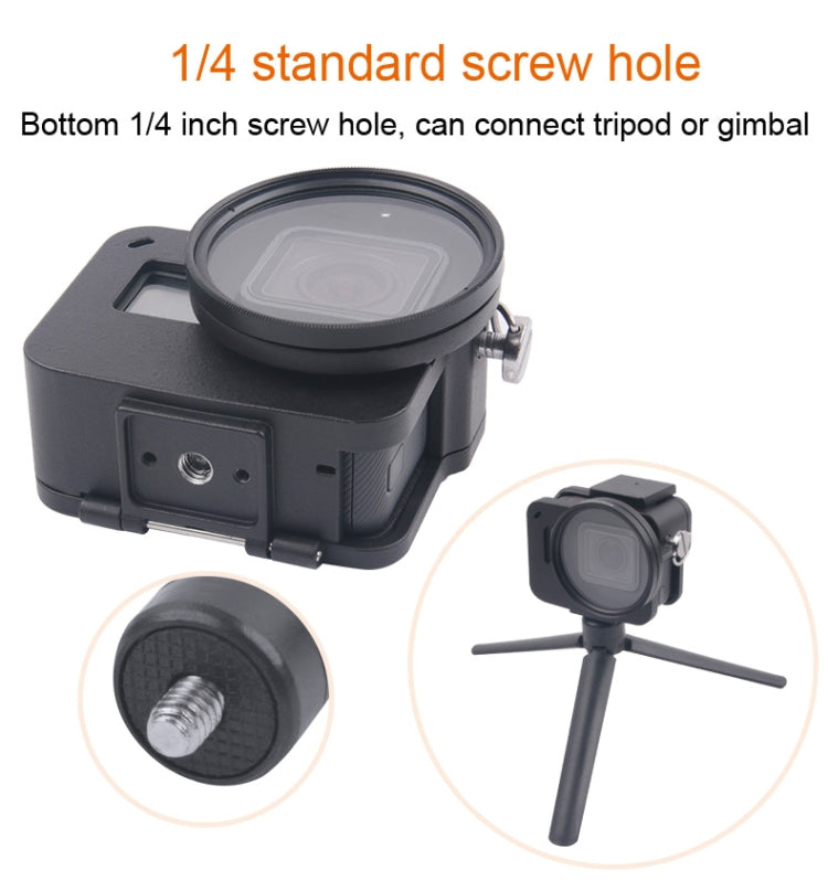 Guscio dell'alloggiamento Gabbia protettiva in lega di alluminio CNC con telaio assicurativo e lente UV da 52 mm per GoPro HERO7 Black /6 /5, 52mm UV Black, 52mm UV Blue, 52mm UV Red