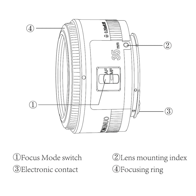 YONGNUO YN35MM F2N 1:2 AF/MF Obiettivo grandangolare fisso/Prime con messa a fuoco automatica per fotocamere DSLR Nikon, YN35mm F2N