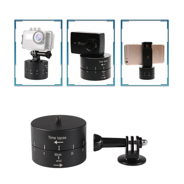 Adattatore per testa treppiede stabilizzatore time lapse con rotazione automatica a 360 gradi per GoPro, 60 Minutes