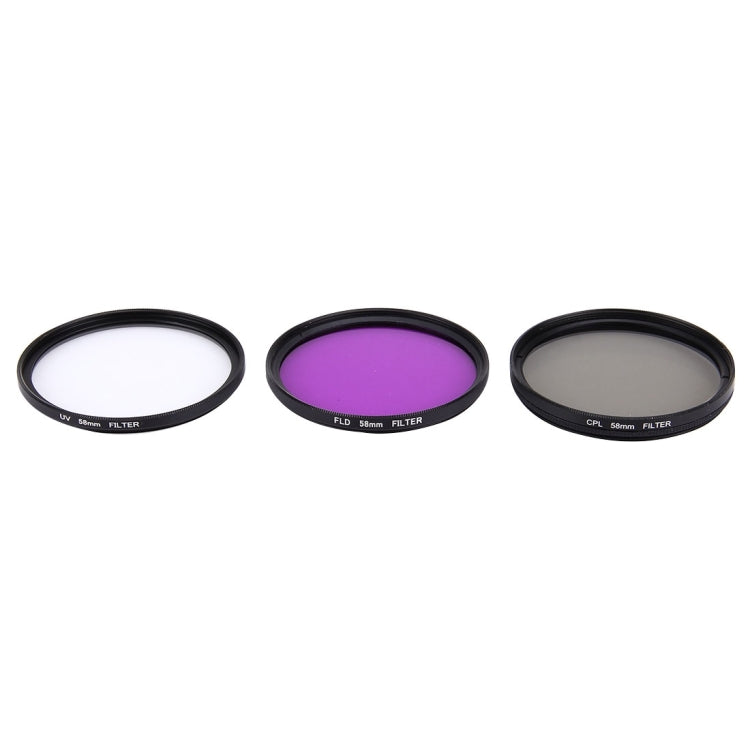 JUNESTAR Filtro obiettivo professionale 3 in 1 da 58 mm (CPL + UV + FLD / Viola) per GoPro e Xiaomi Xiaoyi Yi Sport Action Camera, 3 in 1