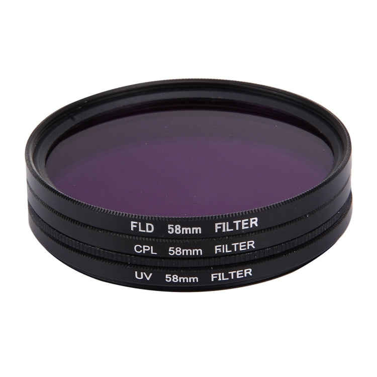 JUNESTAR Filtro obiettivo professionale 3 in 1 da 58 mm (CPL + UV + FLD / Viola) per GoPro e Xiaomi Xiaoyi Yi Sport Action Camera, 3 in 1