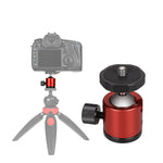 Mini testa a sfera panoramica in metallo con rotazione di 360 gradi per DSLR e fotocamere digitali, Black, Blue, Red