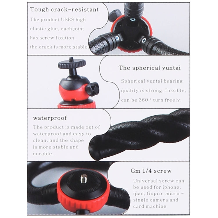 Supporto treppiede flessibile Mini Octopus MZ305 con testa a sfera per fotocamere reflex, GoPro HERO10 Black / HERO9 Black / HERO8 Black /7 /6 /5 /5 Session /4 Session /4 /3+ /3 /2 /1, DJI Osmo Action,Xiaoyi e altre action cam, cellulare, dimensioni: 3...