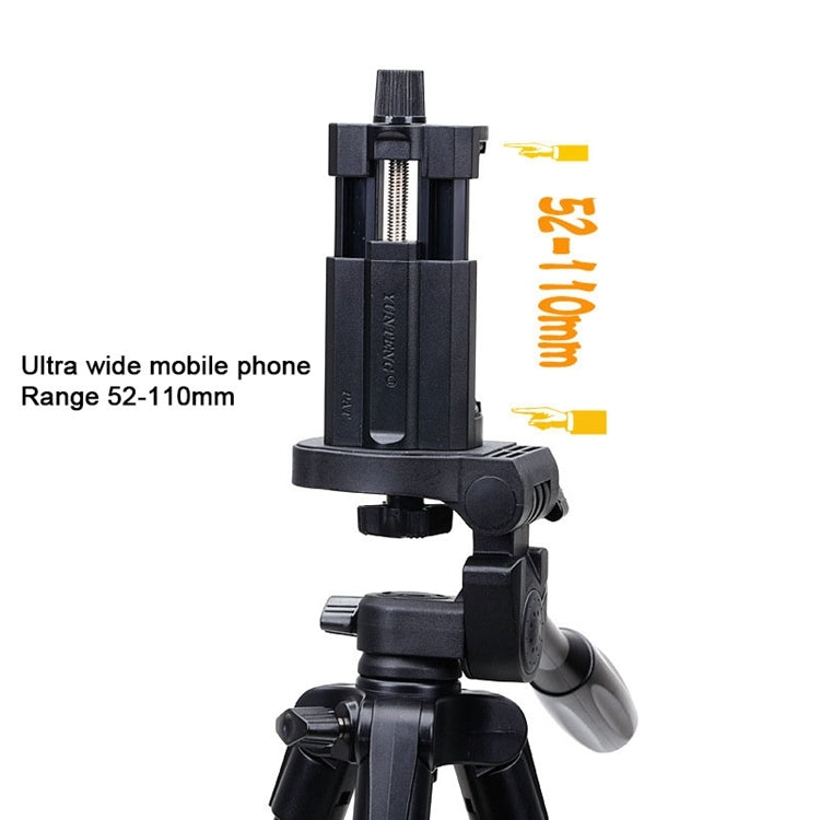 YUNTENG VCT-5208RM Supporto per treppiede con gamba in lega di alluminio e magnesio con telecomando Bluetooth, testa per treppiede e morsetto per telefono per fotocamera reflex e smartphone, altezza: 125 cm, VCT-5208