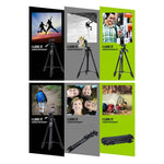 YUNTENG VCT-5208RM Supporto per treppiede con gamba in lega di alluminio e magnesio con telecomando Bluetooth, testa per treppiede e morsetto per telefono per fotocamera reflex e smartphone, altezza: 125 cm, VCT-5208