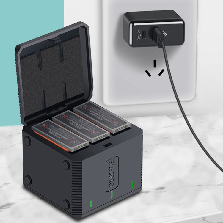 RUIGPRO Scatola caricabatteria tripla per alloggiamento batterie USB con indicatore LED per DJI OSMO Action 1, Charger Box