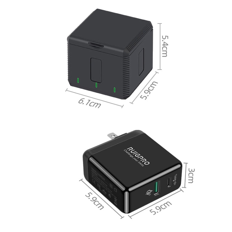 RUIGPRO Scatola caricabatteria tripla per alloggiamento batterie USB con indicatore LED per DJI OSMO Action 1, Charger Box