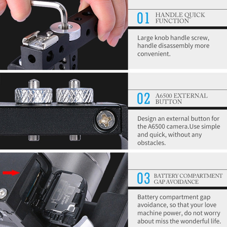 Stabilizzatore gabbia video per fotocamera YELANGU C6 per Sony A6000 / A6300 / A6500 / A6400, Stabilizer