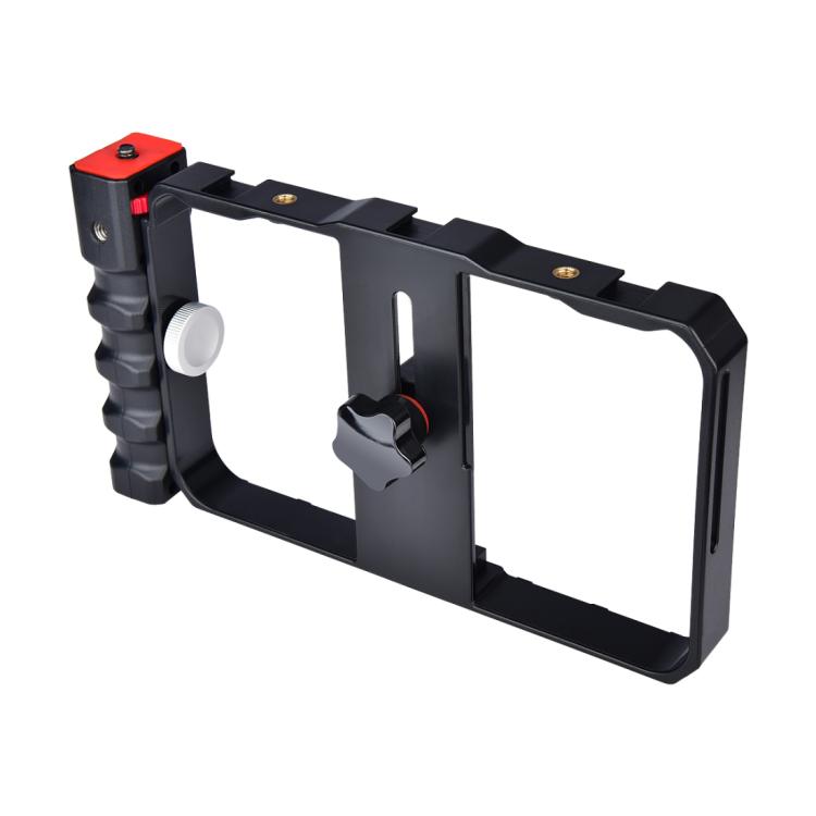 YELANGU YLG0901B Vlogging Trasmissione in diretta Smartphone Gabbia in plastica Video Rig Produzione cinematografica Maniglia stabilizzatrice Staffa per iPhone, Galaxy, Huawei, Xiaomi, HTC, LG, Google e altri smartphone, YLG0901B