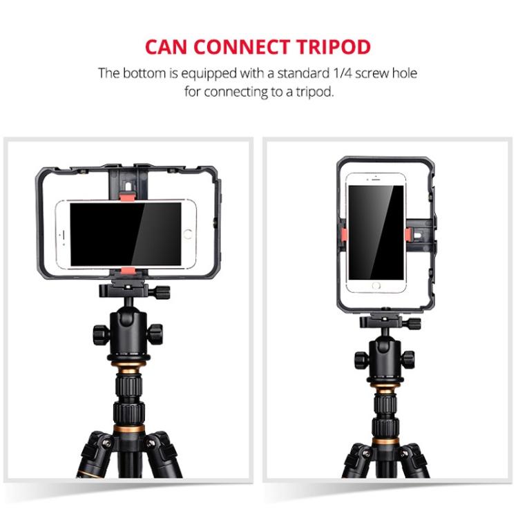 YELANGU YLG0901B Vlogging Trasmissione in diretta Smartphone Gabbia in plastica Video Rig Produzione cinematografica Maniglia stabilizzatrice Staffa per iPhone, Galaxy, Huawei, Xiaomi, HTC, LG, Google e altri smartphone, YLG0901B