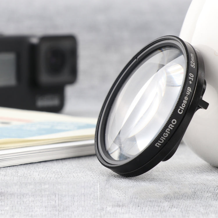 RUIGPRO per GoPro HERO 7/6/5 Professional 52mm 10X Filtro per obiettivo Close-up con anello adattatore filtro e copriobiettivo, 10X Close-up Lens