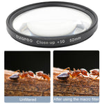 RUIGPRO per GoPro HERO 7/6/5 Professional 52mm 10X Filtro per obiettivo Close-up con anello adattatore filtro e copriobiettivo, 10X Close-up Lens
