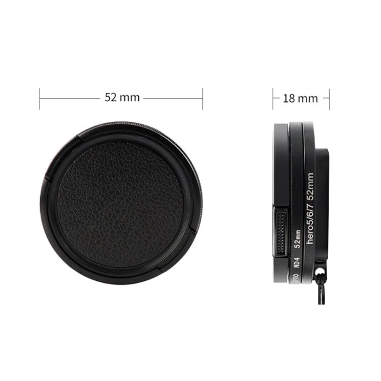 RUIGPRO per GoPro HERO 7/6/5 Filtro obiettivo professionale ND4 da 52 mm con anello adattatore filtro e copriobiettivo, ND4 Lens