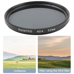 RUIGPRO per GoPro HERO 7/6/5 Filtro obiettivo professionale ND4 da 52 mm con anello adattatore filtro e copriobiettivo, ND4 Lens