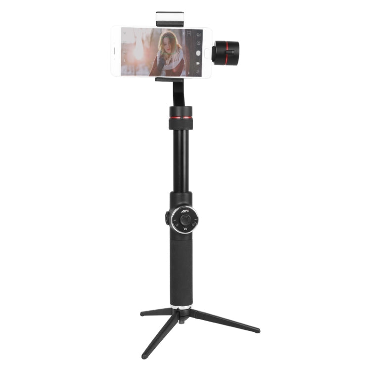 AFI V5 3-Axis Handheld Aluminum Brushless Gimbal Stabilizer with Tripod Mount and Fill Light for Smartphones within 6 Inches, Support Face Detection