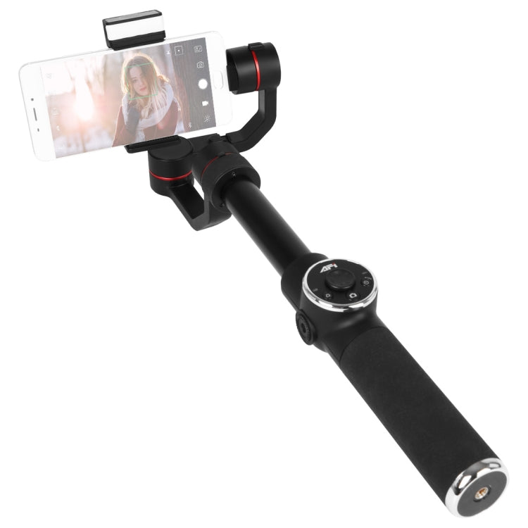 AFI V5 3-Axis Handheld Aluminum Brushless Gimbal Stabilizer with Tripod Mount and Fill Light for Smartphones within 6 Inches, Support Face Detection