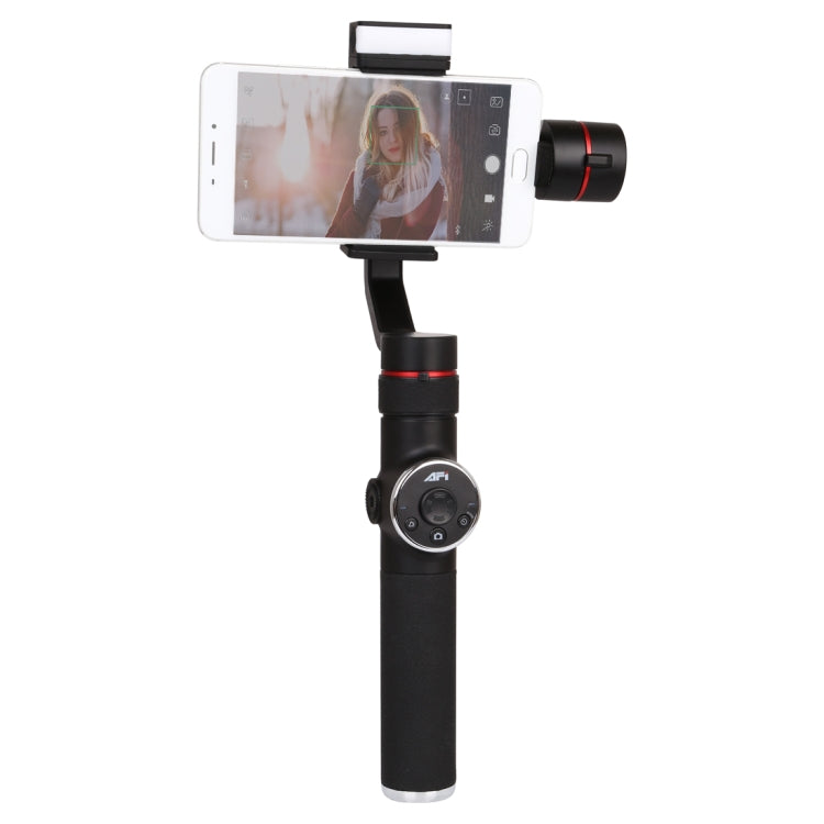 AFI V5 3-Axis Handheld Aluminum Brushless Gimbal Stabilizer with Tripod Mount and Fill Light for Smartphones within 6 Inches, Support Face Detection