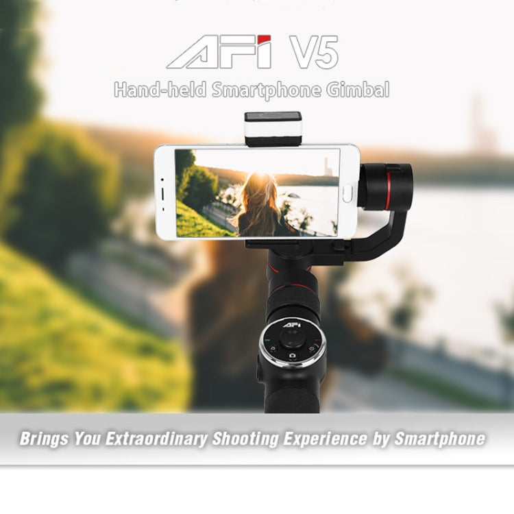 AFI V5 3-Axis Handheld Aluminum Brushless Gimbal Stabilizer with Tripod Mount and Fill Light for Smartphones within 6 Inches, Support Face Detection