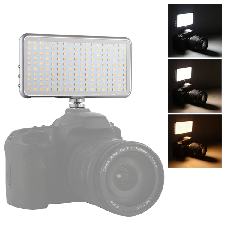 LED011S Luce tascabile da 180 LED per vlogging professionale, fotografia, video e studio fotografico con display OLED e supporto adattatore per slitta fredda per fotocamere DSLR Canon/Nikon, 180 LED