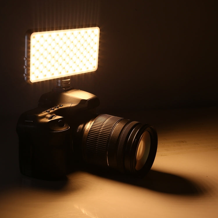 LED011S Luce tascabile da 180 LED per vlogging professionale, fotografia, video e studio fotografico con display OLED e supporto adattatore per slitta fredda per fotocamere DSLR Canon/Nikon, 180 LED