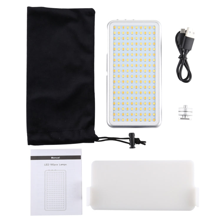 LED011S Luce tascabile da 180 LED per vlogging professionale, fotografia, video e studio fotografico con display OLED e supporto adattatore per slitta fredda per fotocamere DSLR Canon/Nikon, 180 LED