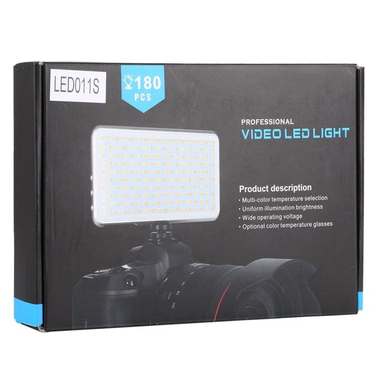 LED011S Luce tascabile da 180 LED per vlogging professionale, fotografia, video e studio fotografico con display OLED e supporto adattatore per slitta fredda per fotocamere DSLR Canon/Nikon, 180 LED