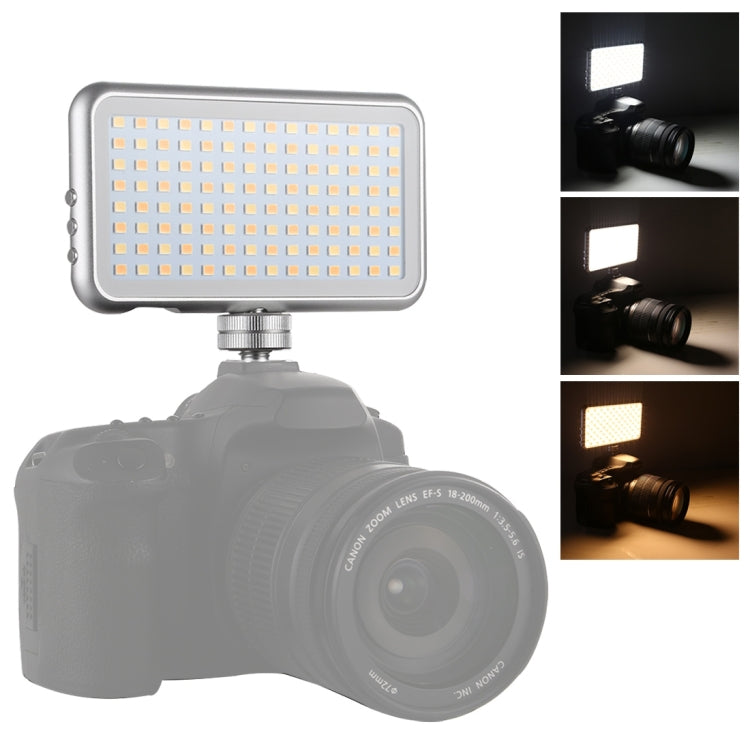 LED-013 Luce tascabile da 112 LED professionale per vlogging, fotografia, video e studio fotografico con display OLED e supporto adattatore per slitta fredda per fotocamere DSLR Canon/Nikon, 112 LED