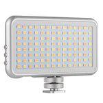 LED-013 Luce tascabile da 112 LED professionale per vlogging, fotografia, video e studio fotografico con display OLED e supporto adattatore per slitta fredda per fotocamere DSLR Canon/Nikon, 112 LED