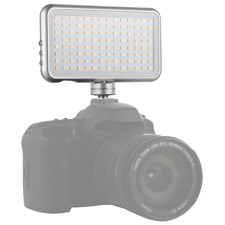LED-013 Luce tascabile da 112 LED professionale per vlogging, fotografia, video e studio fotografico con display OLED e supporto adattatore per slitta fredda per fotocamere DSLR Canon/Nikon, 112 LED