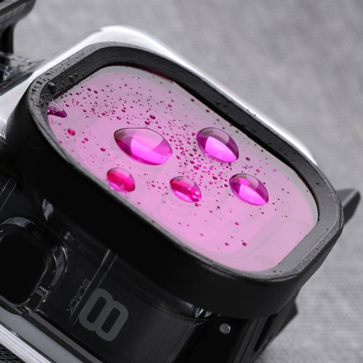 Kit filtri per lenti subacquee con alloggiamento quadrato a 3 colori rosa viola rosso per GoPro HERO8 Custodia impermeabile originale nera, 3 Color