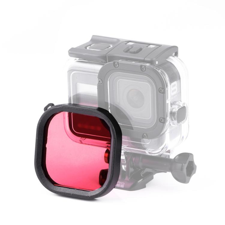 Filtro per lenti colorate per immersione con alloggiamento quadrato per GoPro HERO8 Custodia impermeabile originale nera, Pink, Purple, Red