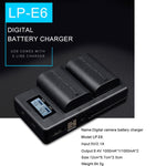 Caricatore LCD digitale per batteria per fotocamera reflex LP-E6 per serie Canon, LP-E6