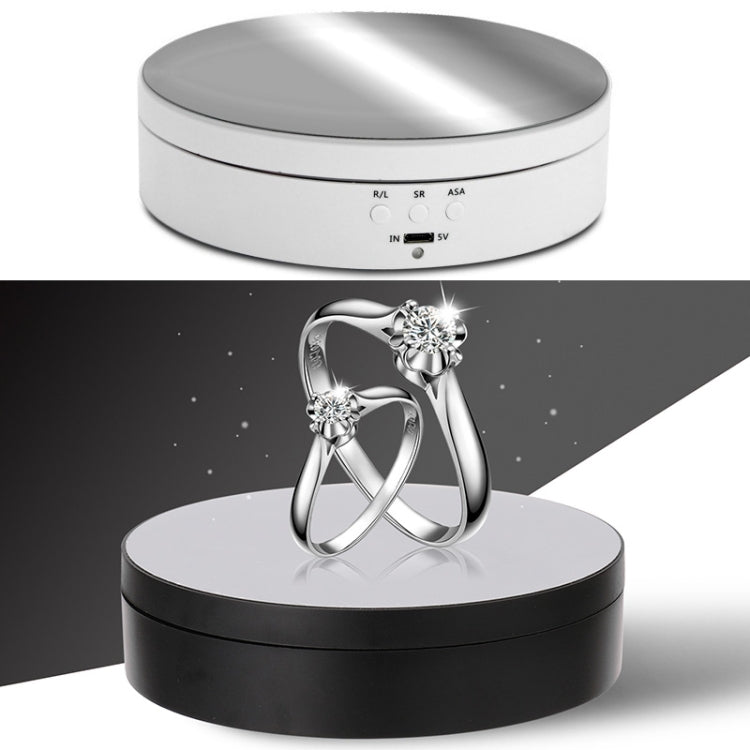 Specchio da 13,8 cm stile USB ricarica intelligente giradischi girevole a 360 gradi espositore puntelli per riprese video giradischi per fotografia, carico 3 kg, 13.8cm Mirror/Powered by USB(W)